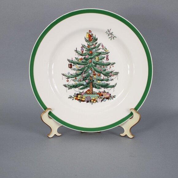 Spode 10" Plate White Green Multi Color Christmas Tree S3324 10" Plate - Picture 2 of 12
